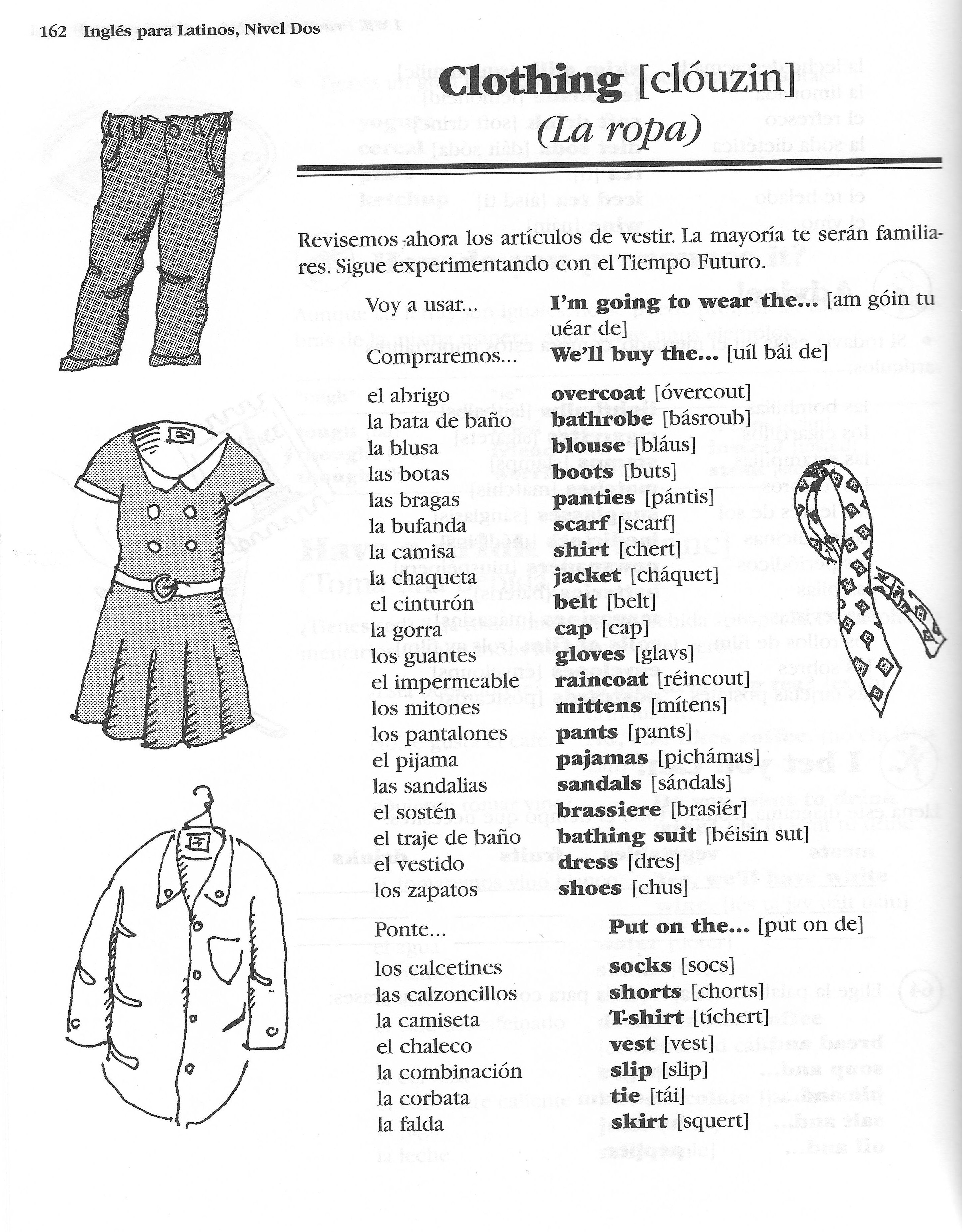 Spanish Clothing Word Search